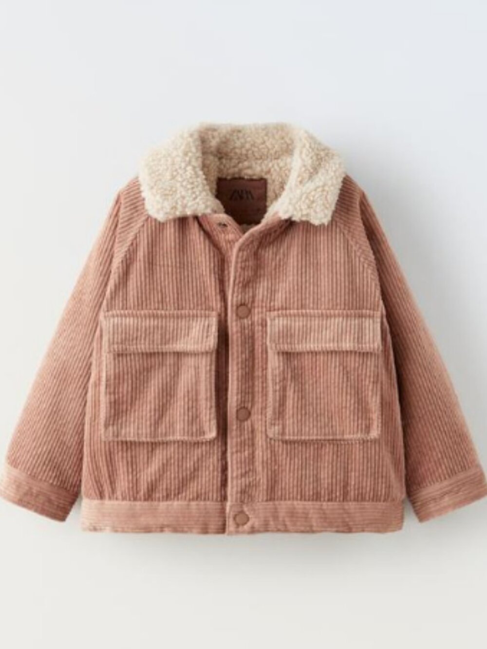 Zara Kids Fleece Trim Corduroy Jacket with Cream Sherpa Collar